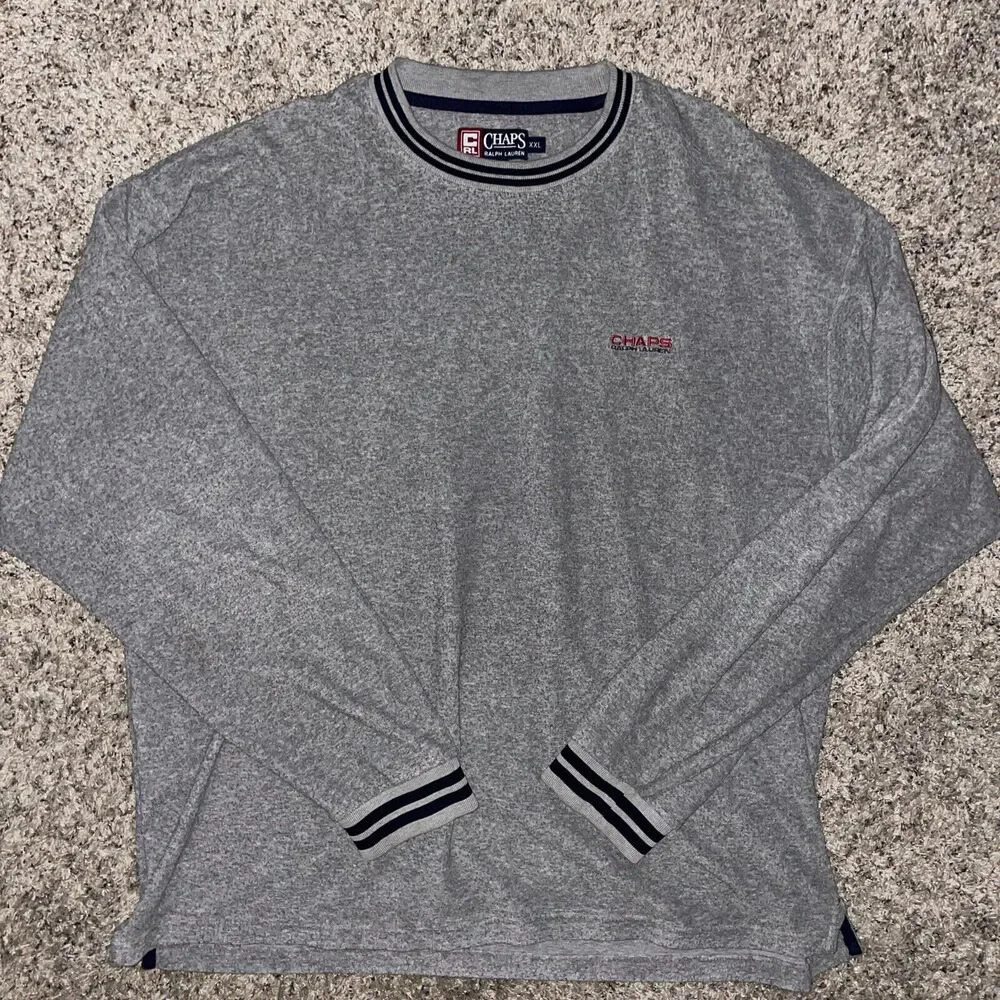 Vintage Chaps Ralph Lauren Crewneck Men’s 2XL‎ Gray Embroidered Preppy Y2K 90s